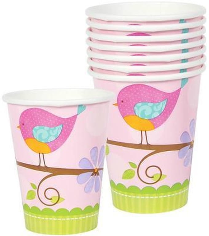8 bekertjes - geboorte meisje - Baby Girl - karton