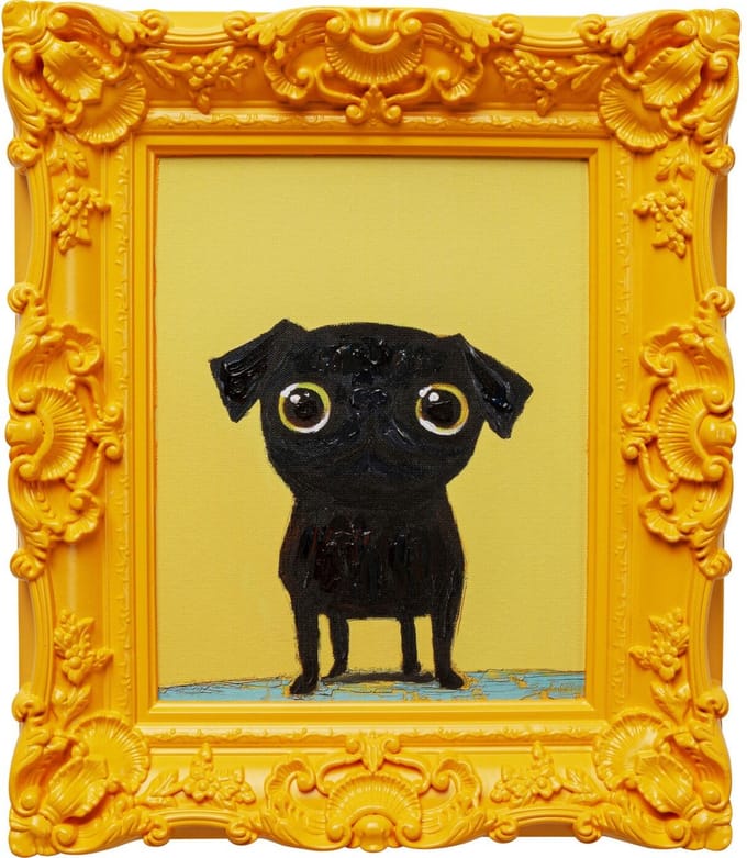 Schilderij geel zwart hond 30x35cm Kare Design