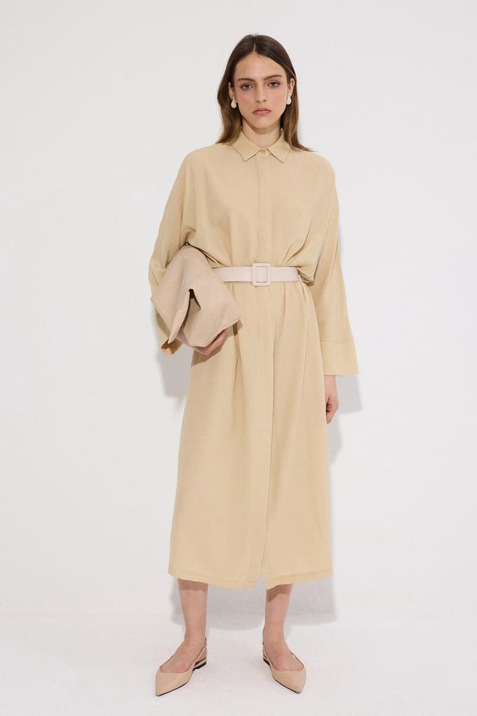 Touché Privé - Blousejurk met Japanse mouwen - Beige - Dames