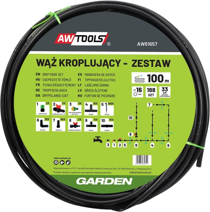 Awtools - Druppelsysteem - 100m - 188 Elementen - Compleet Zest