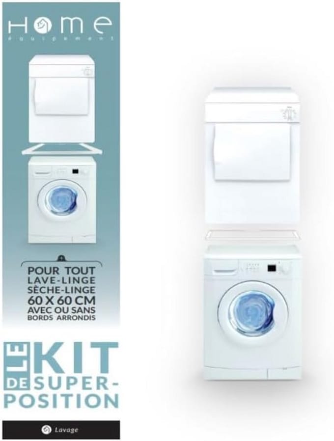 Universele Stapelset - Wasmachine Droger - Ruimte Besparen - Maximale Stabiliteit - 60 x 60 cm - Wit