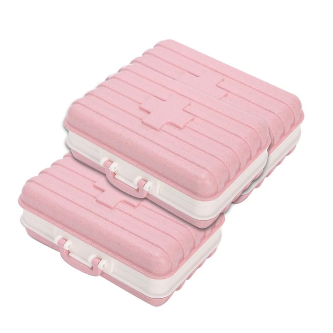 3pcs Organisateur de Pilules 6 Compartiments Portable Forme Valise Étui à Médicaments Rangement Médicaments de Voyage bleu clair