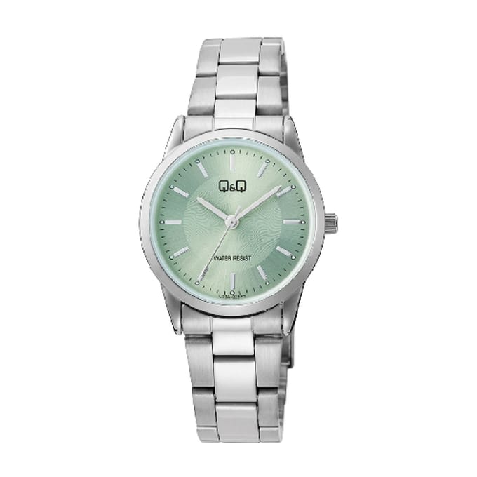 Q&Q-model c09a-025py-dameshorloge-diameter 30 mm-lichtgroene wijzerplaat-3 atm waterdicht-