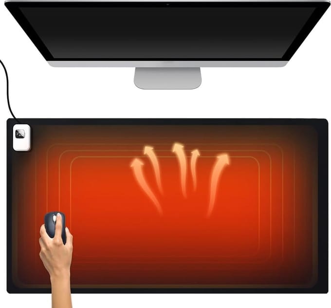oCreon Verwarmde Bureau Pad - 40x82cm - 7 Warmte - Instellingen Waterdichte Muismat met Touch Control