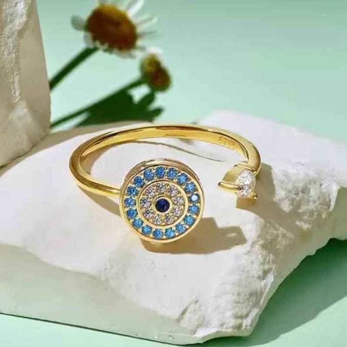 Fidget ring evil eye - Boze oog - Ascella - Goud - Anti-stress - Anti-angst