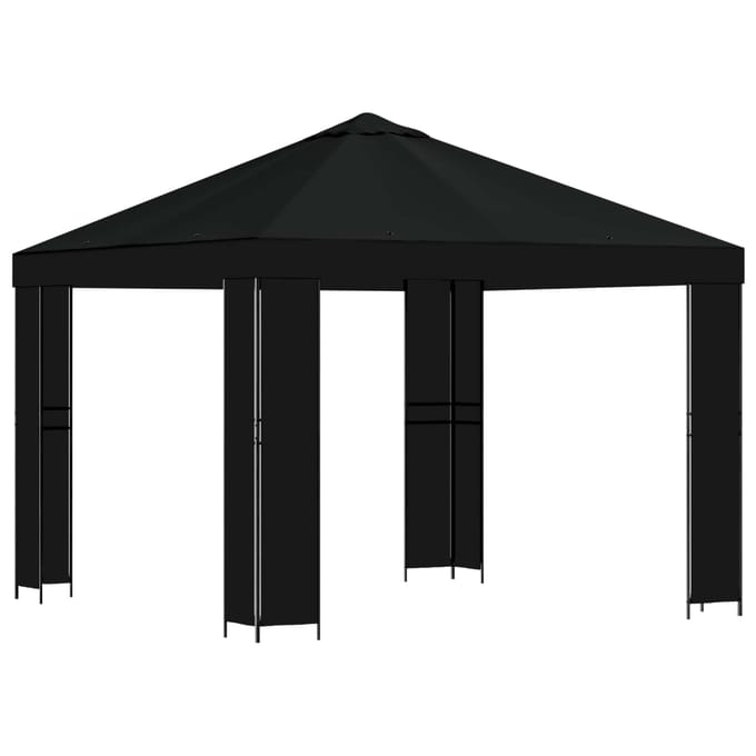 vidaXL - Prieel - 3 - x - 3 - m - Zwart - Polyester - en - Staal - 190 - gsm