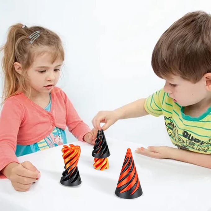 3D-geprint spiraalvormig kegelspeelgoed Onmogelijke piramide-doorgangssculptuur Doorgangspiramide-fidgetspeelgoed Mini-werveldraad-illusie red