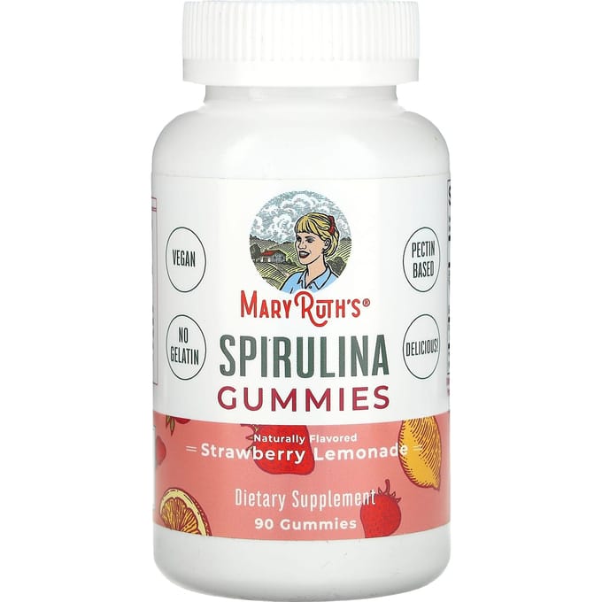 MaryRuth's, Spirulina gummies, aardbeienlimonade, 90 gummies
