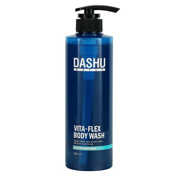 DASHU Daily Vita Flex Alles-in-één Douchegel 500ml Diep Reinigend Hydraterende Lichaamsreiniger voor Mannen blue