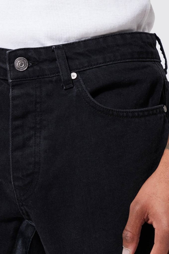 Slim Flare Applique Panel Jeans | Washed Black | Size 52R