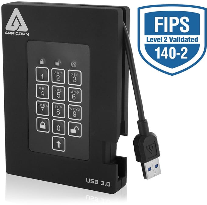 Apricorn Aegis Padlock Fortress - 2TB - External Hard drive - Black