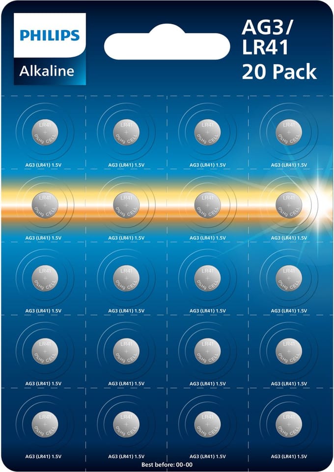 Philips Alkaline LR41 1.5V 20-blister (AG3)