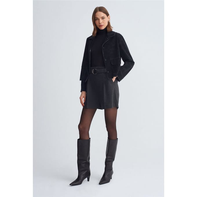 Hoge taille met riem brede pijl shorts