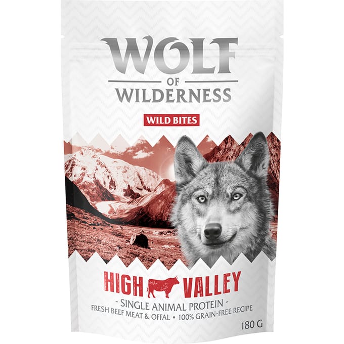 180g High Valley Rund Wild Bites Wolf of Wilderness Hondensnacks