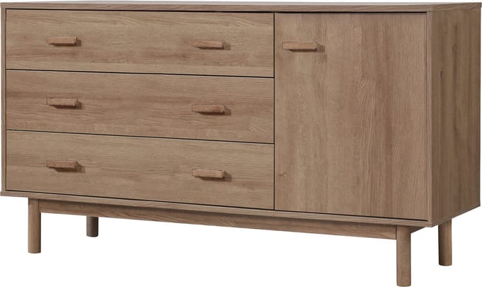 Melanie-Dressoir - 1-deur 3-laden - Eikenlook