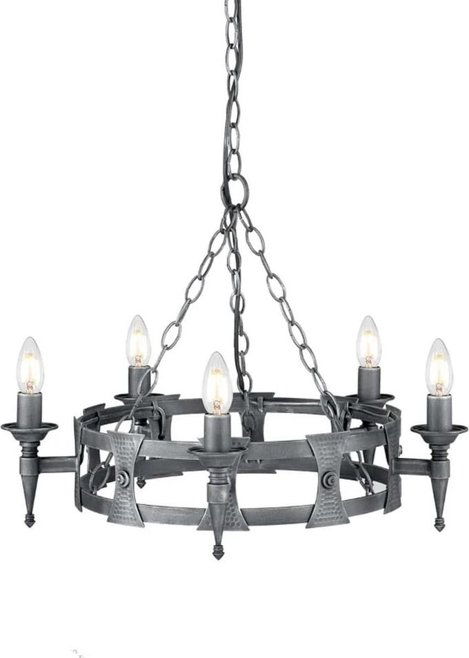 Elstead Lighting LED Kroonluchter | 5X E14 Max 60W | Dimbaar | Black/Silver Patina