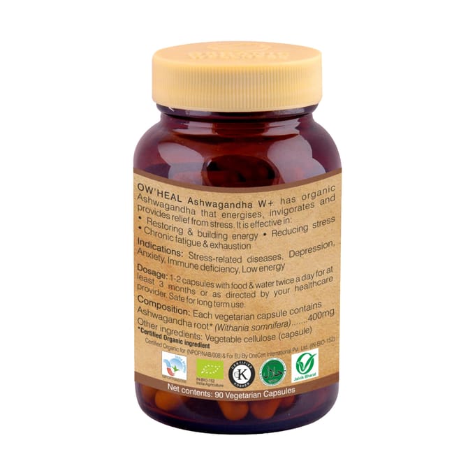 Ашваганда W+ (90 кап), Ashwagandha W+,  Organic Wellness