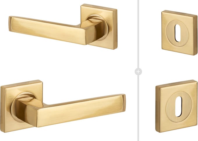 Eliot® VICTORIA deurklink set op rozet - mat goud - incl. sleutel rozetten