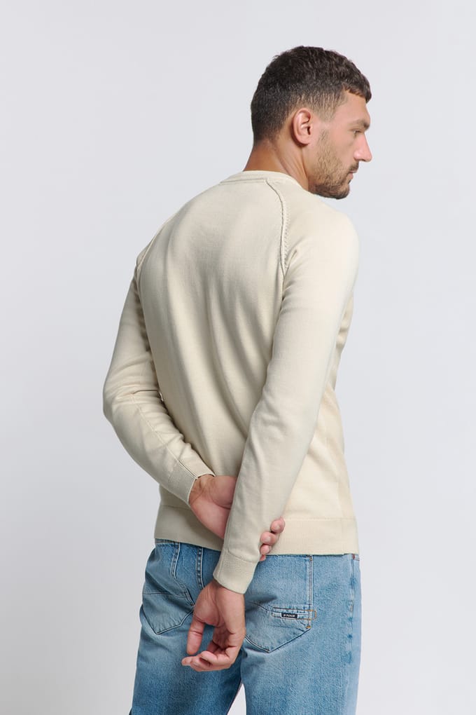 No Excess Pullover Crewneck Solid Relief Knit Kit Maat: XXL | Sweaters Outlet | Heren | Beige