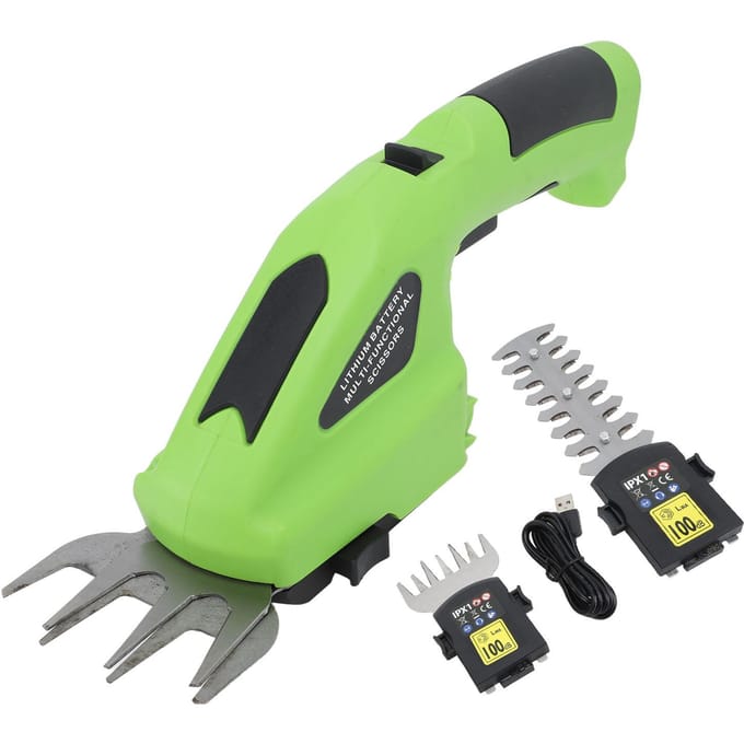 Elektrische grasschaar en heggenschaar, 2000 mAh oplaadbare lithium-ionbatterij, grasschaar en heg