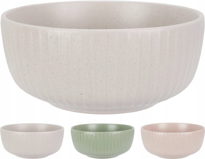 Koopman Basic Serie - Keramische Kom - 15cm - Ribbel - 600ml
