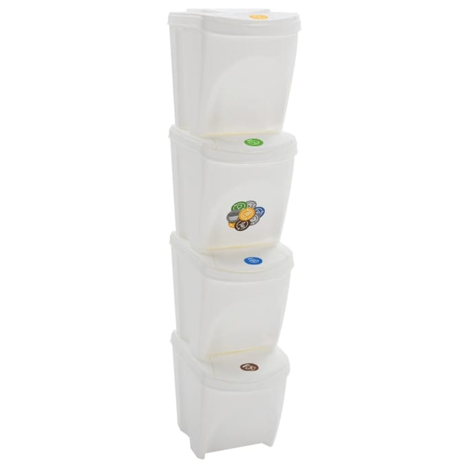 vidaXL - Vuilnisbakken - 4 - st - stapelbaar - 100 - L - polypropeen - wit