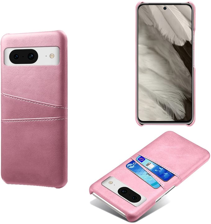 Back Cover met Opbergvakjes + Glas Screenprotector voor Google Pixel 8 _ Roze Goud