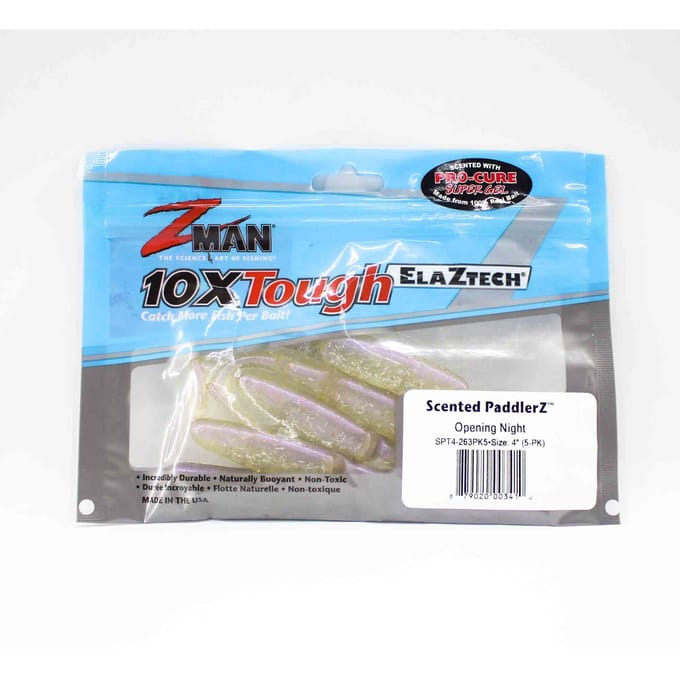 Zman Soft Lure Geurende PaddlerZ 4 Inch 5/Pack Opening Night (3410) blue