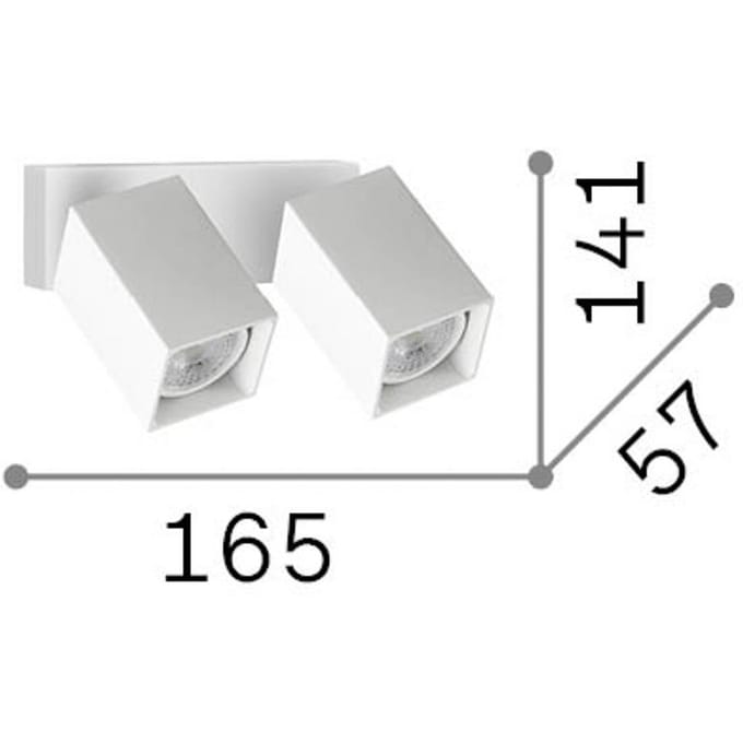 IDEAL LUX wandspot Dynamite Square, wit, 16,5 cm, 2-lamps