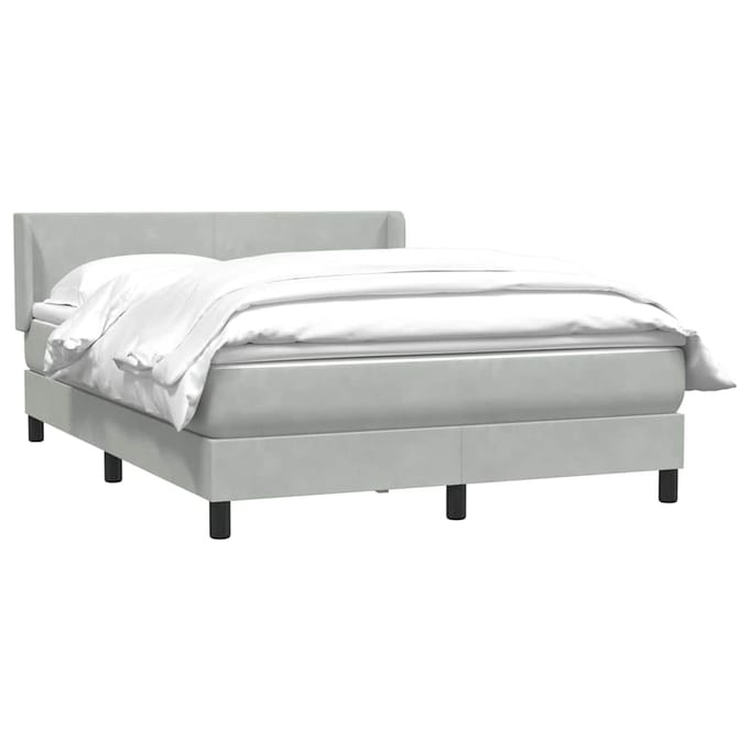 vidaXL - Boxspring - met - matras - fluweel - lichtgrijs - 160x220 - cm