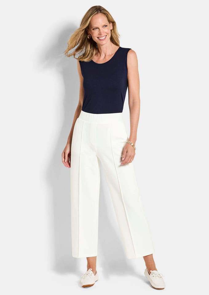 Wijde broek VERA van viscose-jersey - wit - Gr. 38 van Goldner Fashion