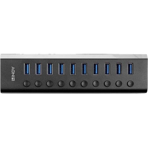 LINDY 43370 43370 USB-hub 10 poorten USB-A USB 3.0 5 GBit/s Zwart