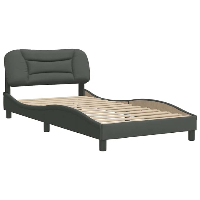 vidaXL - Bedframe - zonder - matras - "Hvar" - 100x200 - cm - stof - donkergrijs