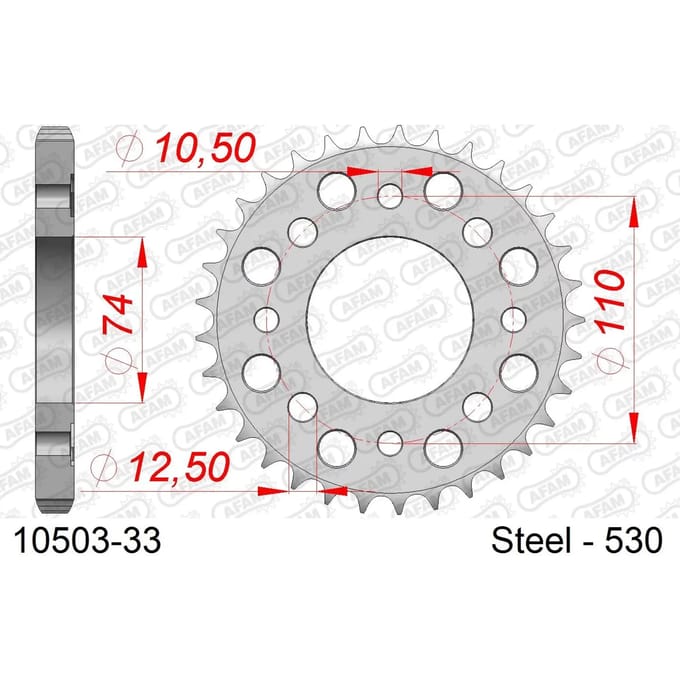 Stalen tandwiel Afam 530 33 dents