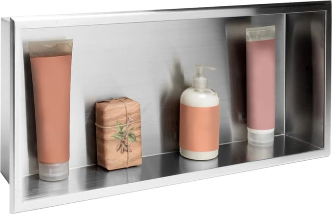 Rea - Badkamer Inbouwnis - Geborsteld Staal - 10X60X30Cm
