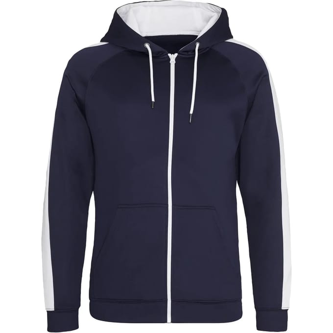 Sports Polyester Zipped Hoodie met capuchon Navy - S