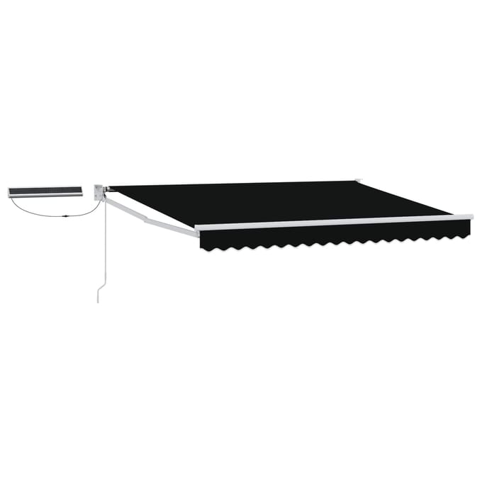 vidaXL - Elektrisch - Uitschuifbare - Zonneluifel - Zwart - en - Wit - 3 - x - 2,5 - m