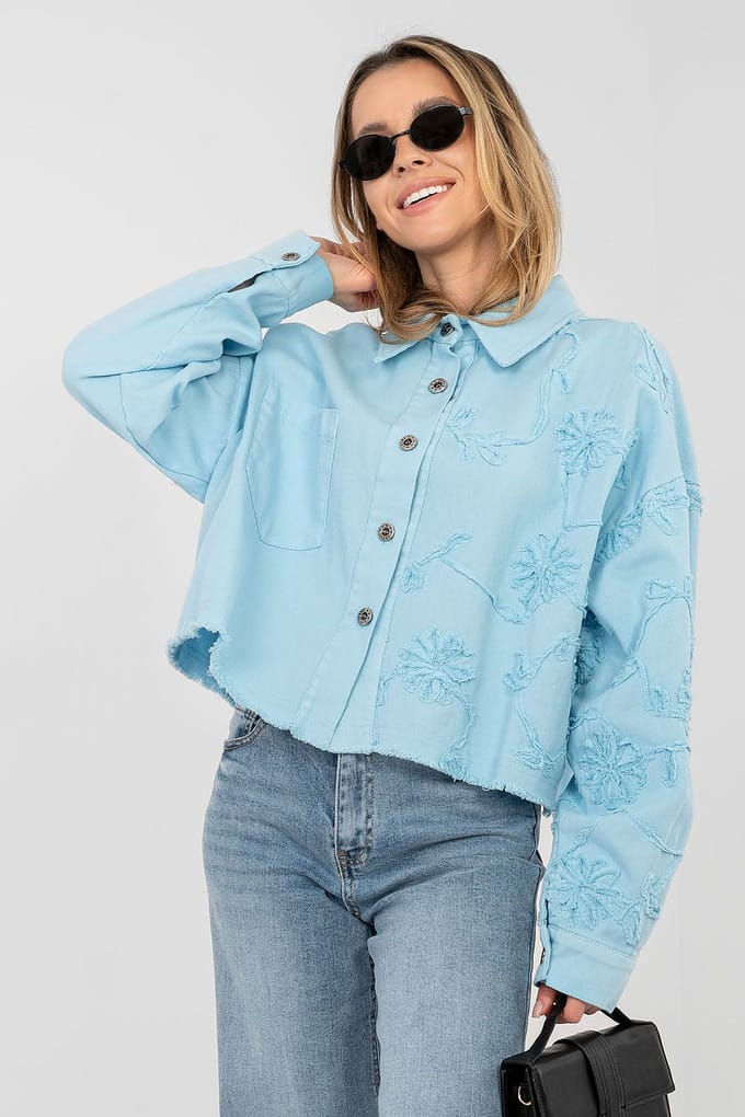 Flora Embroidered Jacket - Lichtblauw / One Size