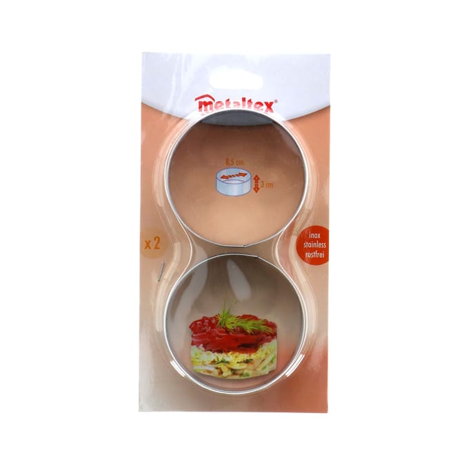 Metaltex - Set van 2 Ronde Kookringen - Bakringen - ø 8,5 cm - RVS