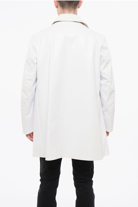 MM14 Waterdichte trenchcoat met fluwelen kraag in wit