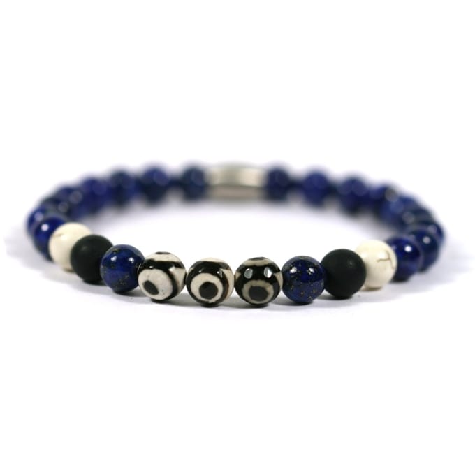 IbizaMen - Heren - armband - lapis lazuli - RVS - 21cm
