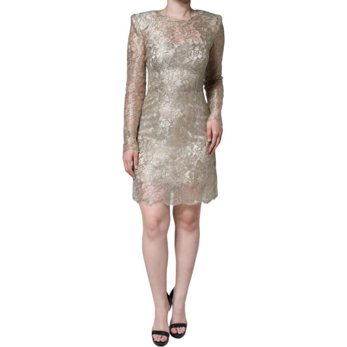 Kanten Mini-jurk met Bloemembroidery en Lange Mouwen