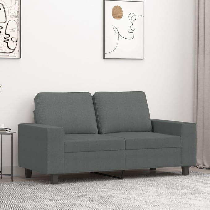Vidaxl Bank 2-Persoons, Donkergrijs, 120 Cm, Bekleed met Stof