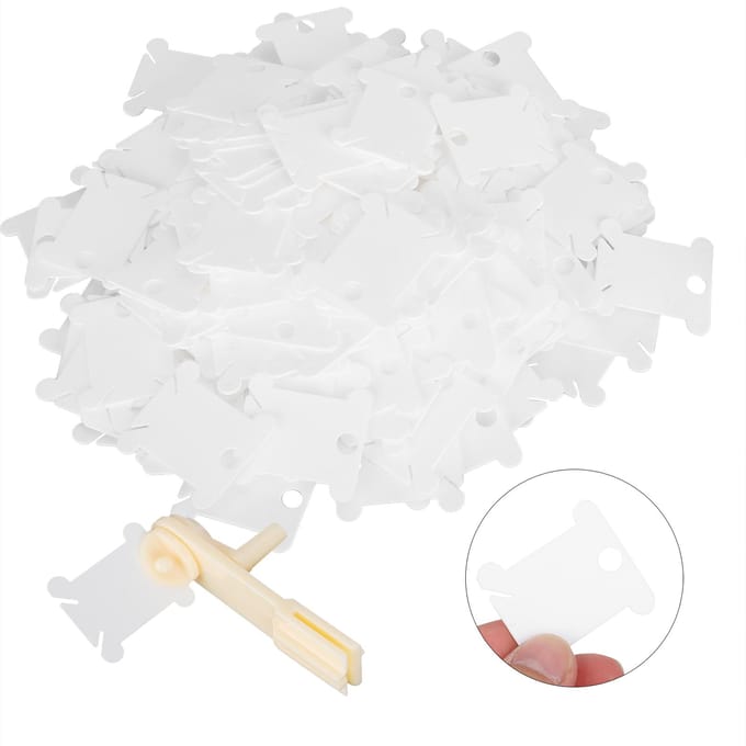 Lot de 200 enrouleurs de fil en plastique pour point de croix, accessoires de couture DIY white