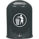 Afvalbak ovaal, 45 liter, met zelfsluitende rvs-klep, antraciet/glans