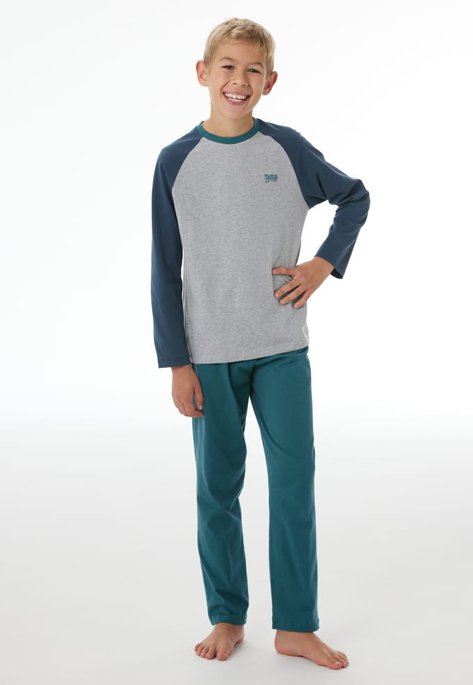 Lange pyjama met skateboardmotief, grijs gemêleerd - Nightwear 98