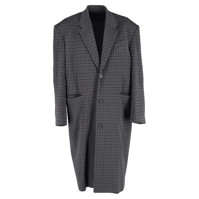 Balenciaga oversized jas met pied-de-poulepatroon in grijs polyester
