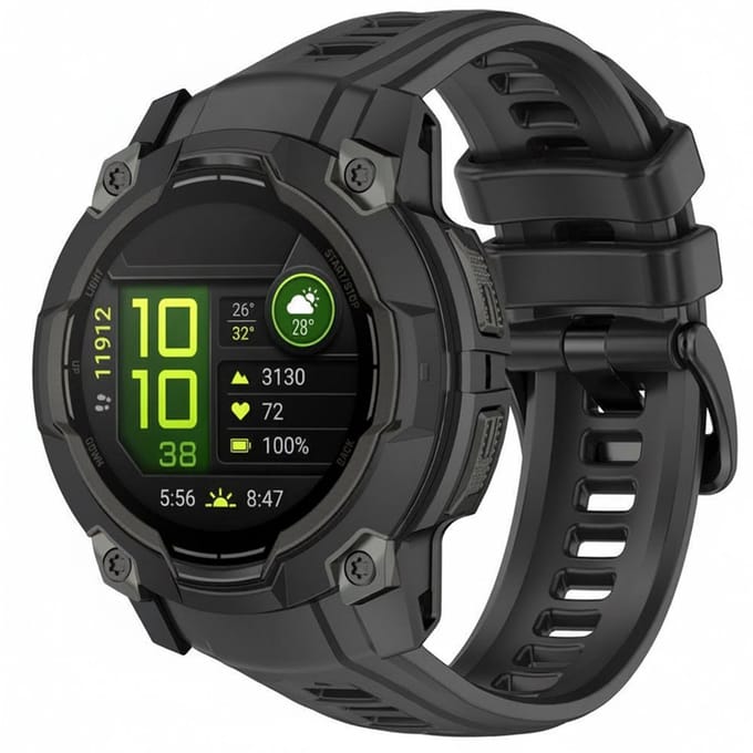 Siliconen bandje - geschikt voor Garmin Instinct 3 Amoled / Solar 45mm - gespsluiting - zwart