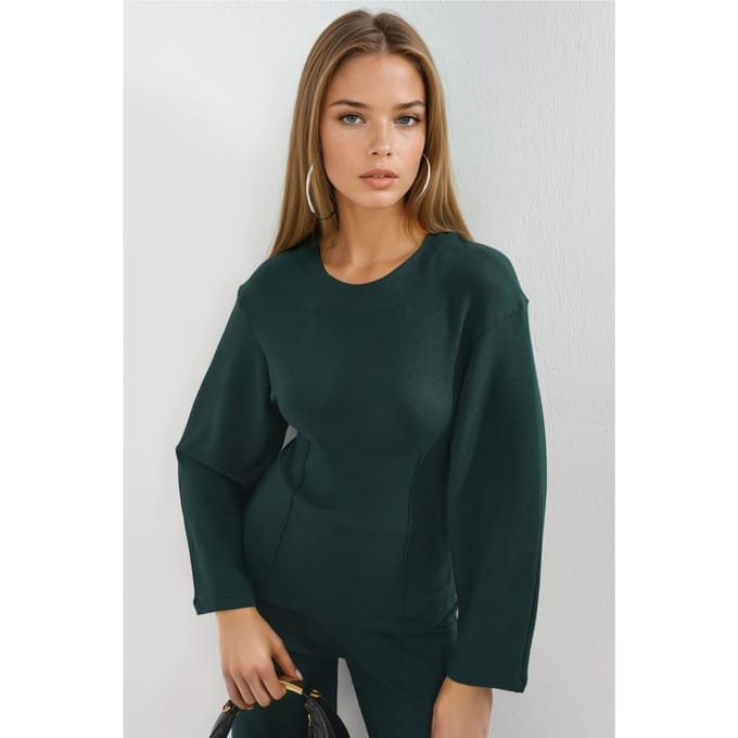Ronde Hals Lange Mouw Strakke Blouse