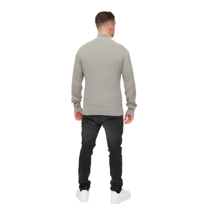 Crosshatch Heren Havaline gebreide Quarter Zip Pullover (Grijze Mergel)